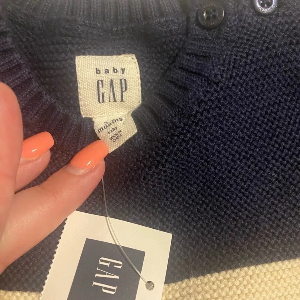 Baby Gap Cream & Navy Knit Brannon One Piece